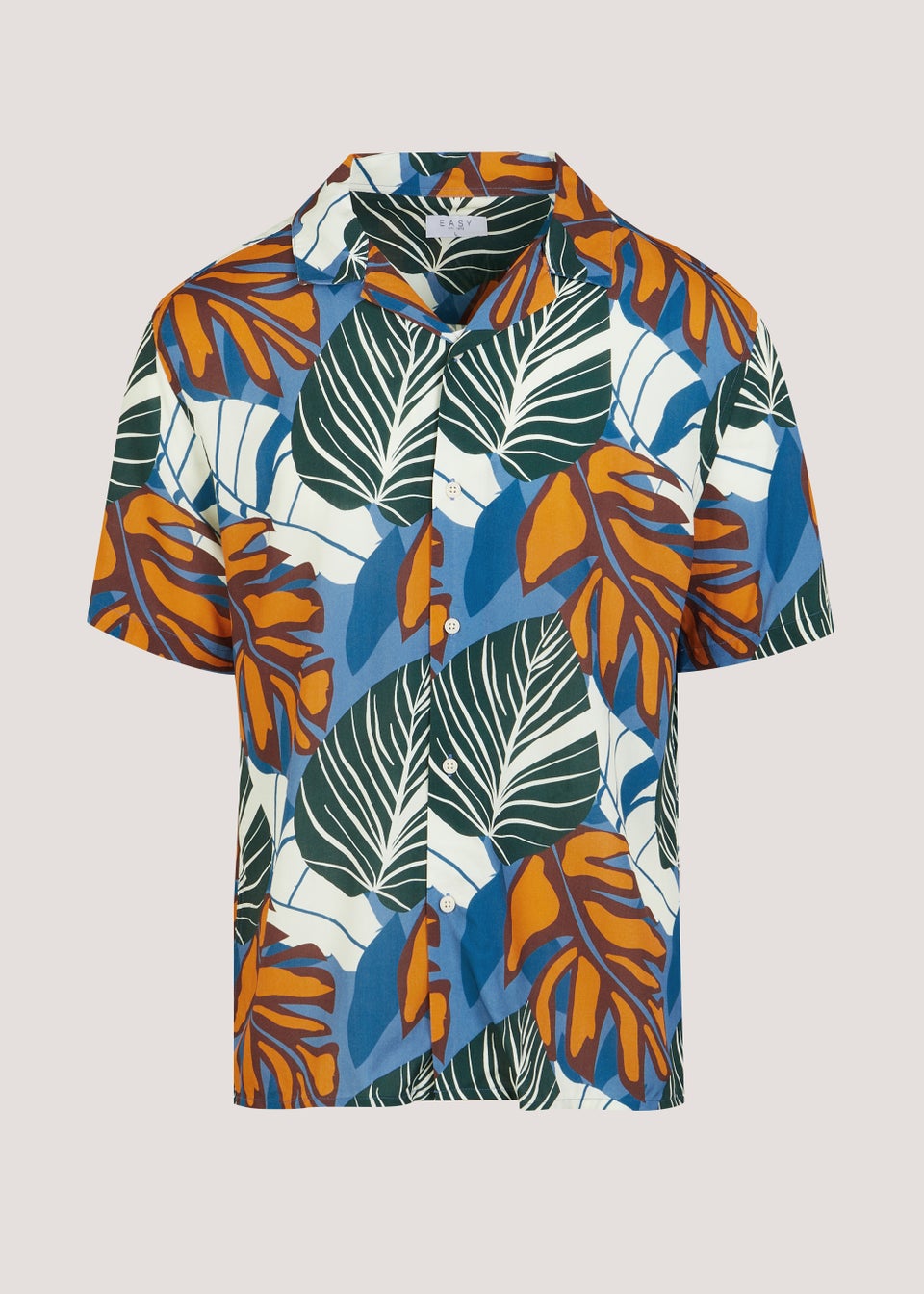 Multicoloured Leaf Print Revere Short Sleeve Shirt
