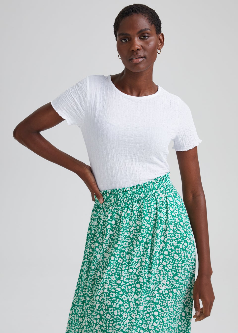 JDY Multicoloured Flower Print Midi Skirt