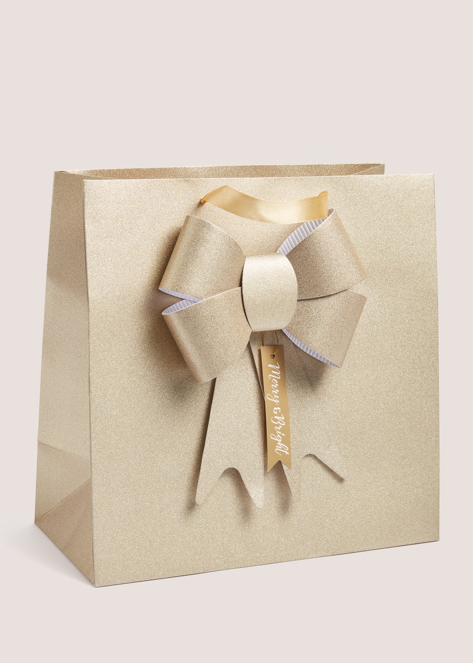 Gold Bow Christmas Gift Bag Matalan