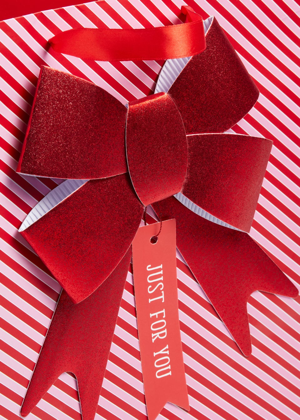Red Stripe Bow Christmas Gift Bag