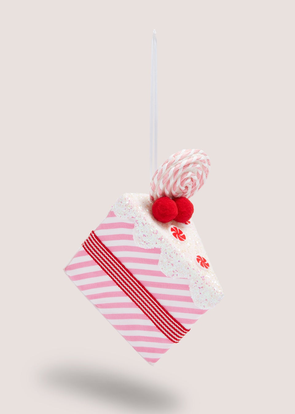 Pink Cake Slice Christmas Decoration (12cm x 8cm x 12cm)