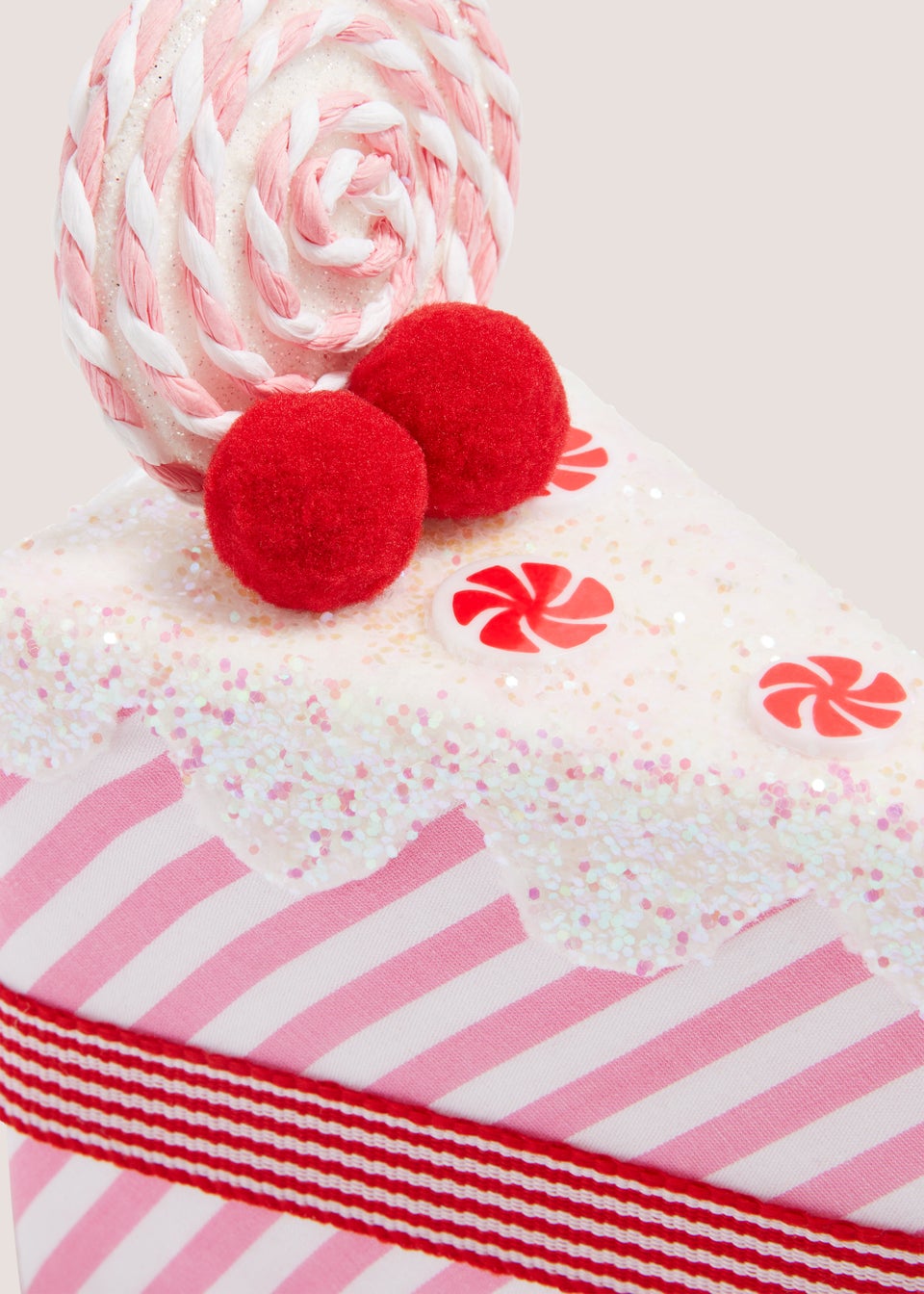 Pink Cake Slice Christmas Decoration (12cm x 8cm x 12cm)
