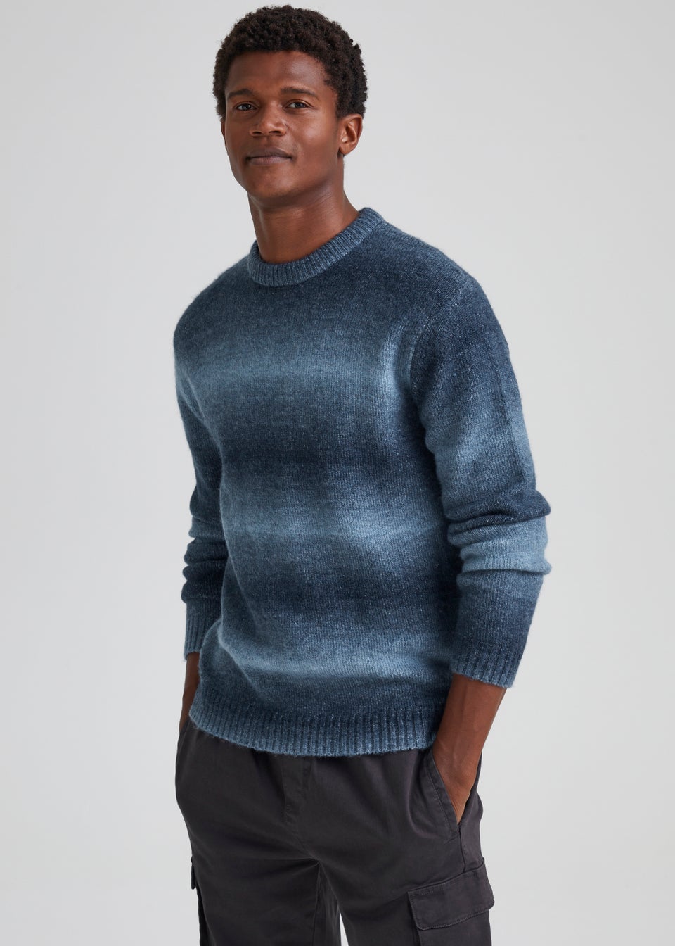 Blue Ombre Print Knitted Jumper