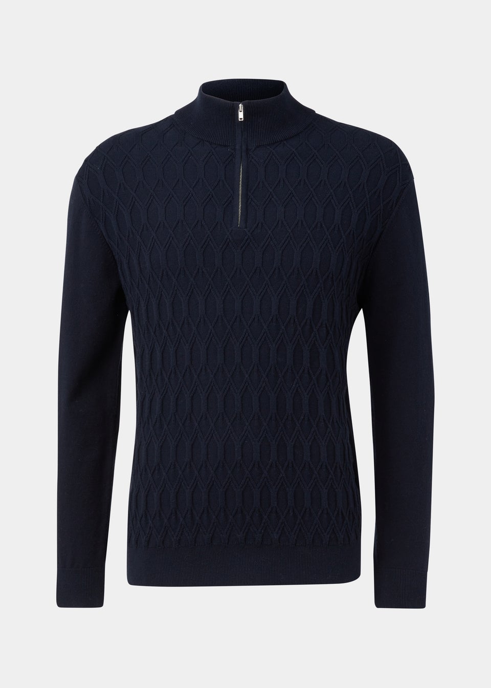 Navy 1/4 Zip Textured Sweatshirt