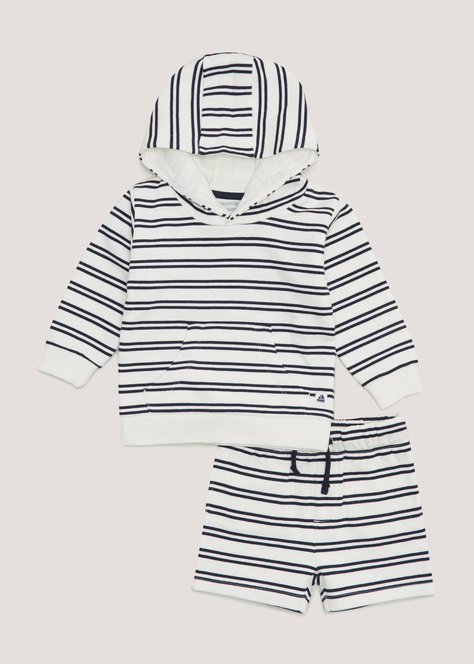 Boys Cream Nautical Stripe Hoodie & Shorts Set (9mths-6yrs)