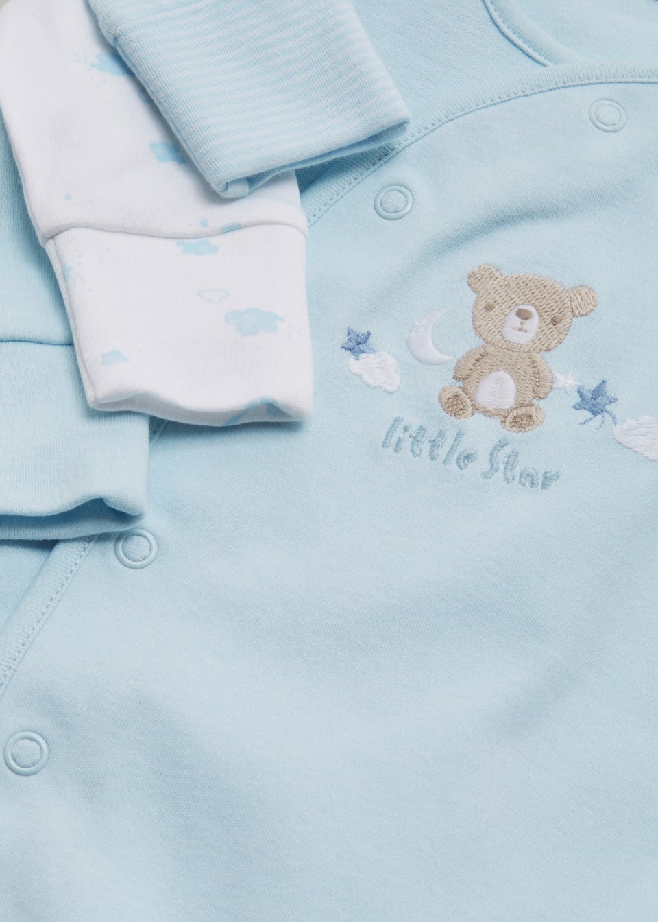 Baby 3 Pack Blue Layette Sleepsuit (Tiny Baby-18mths)