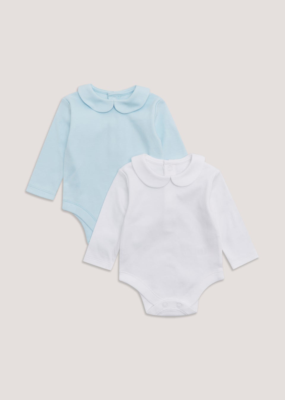 Baby 2 Pack Blue & White Layette Bodysuits (Tiny Baby-18mths)
