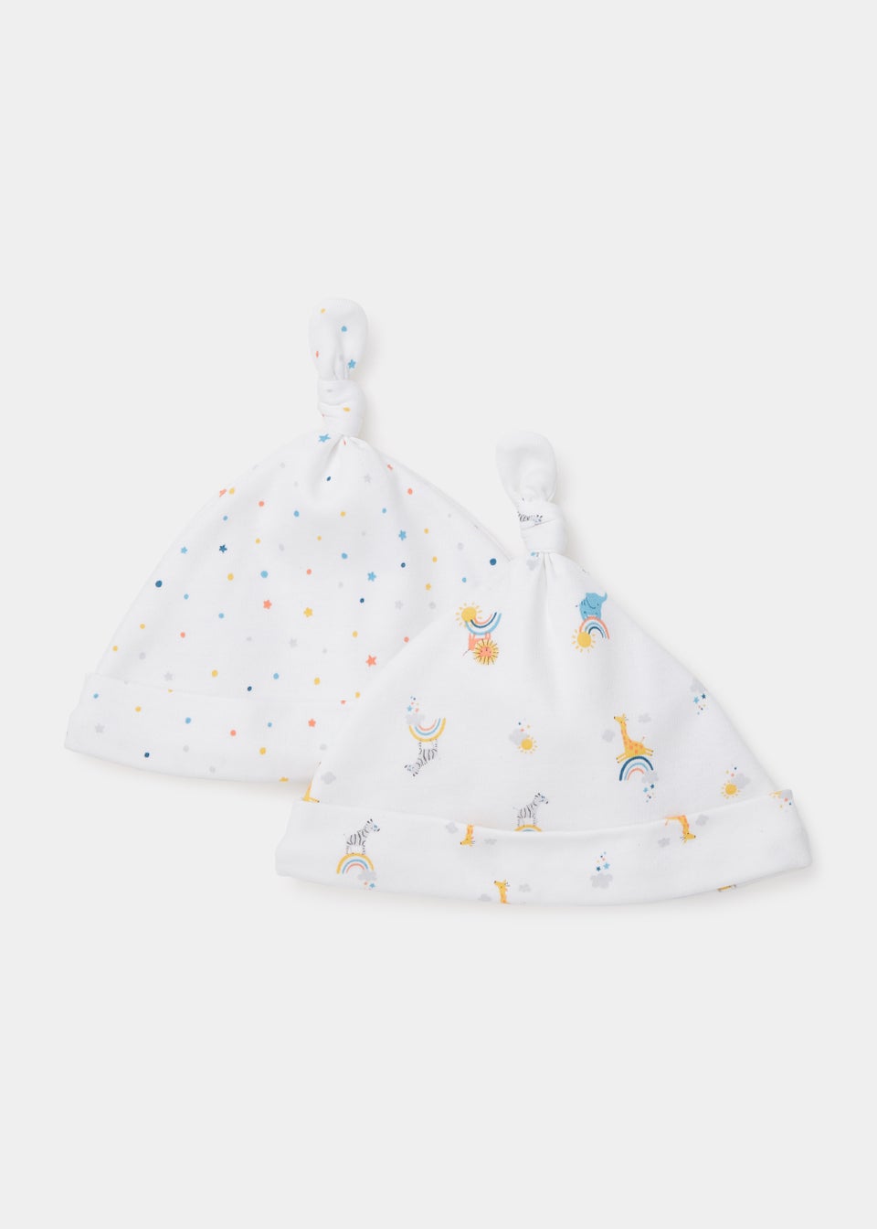 2 Pack White Rainbow Baby Hats (Newborn-6mths)