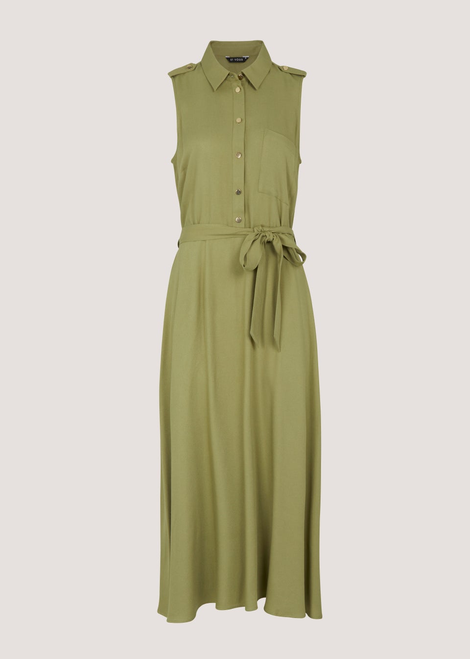 Et Vous Green Sleeveless Midi Utility Dress