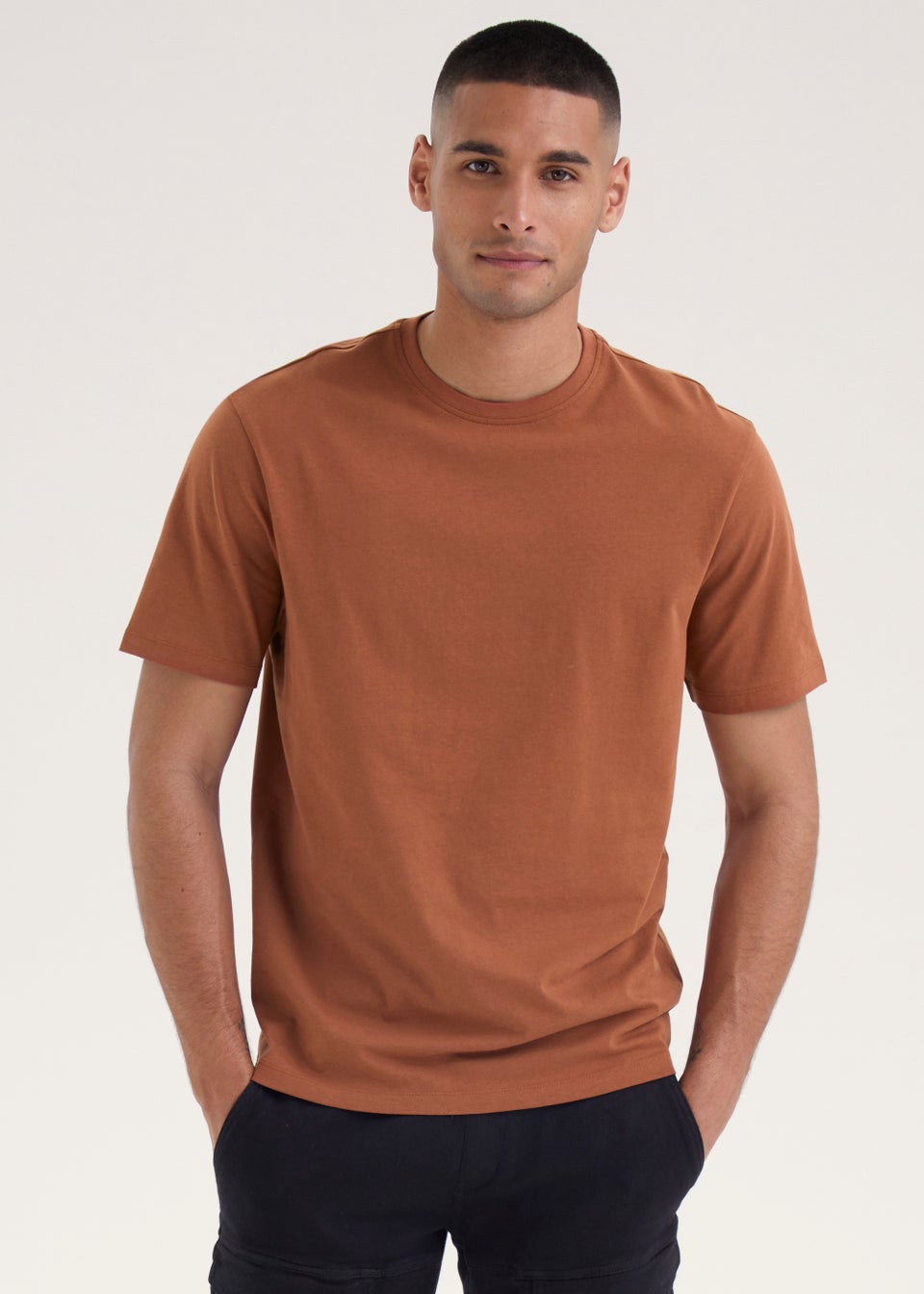 Brown Essential Crew Neck T Shirt