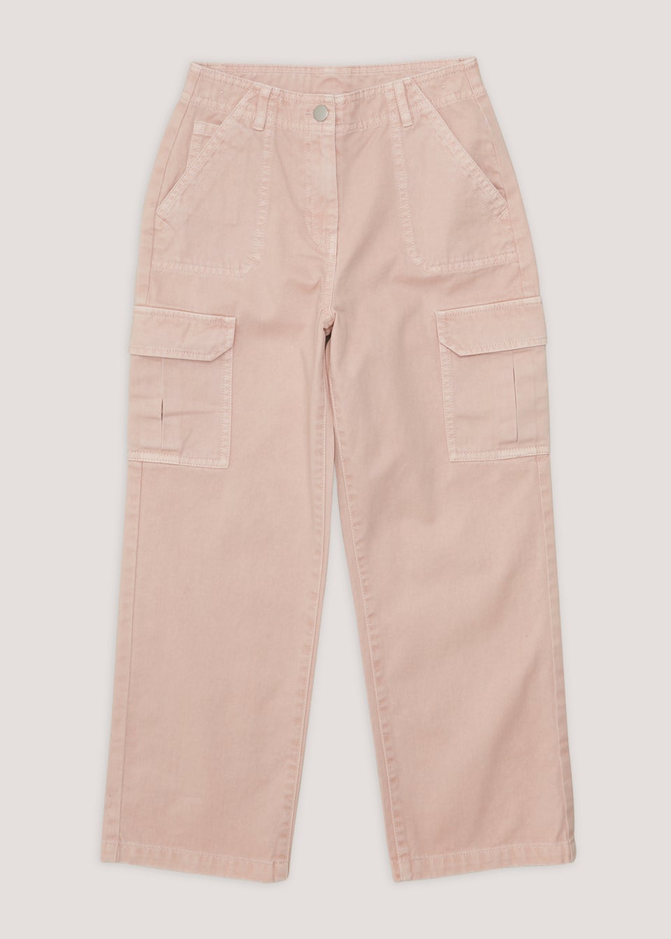 Girls Pink Straight Fit Cargo Trousers (4-15yrs) - Matalan