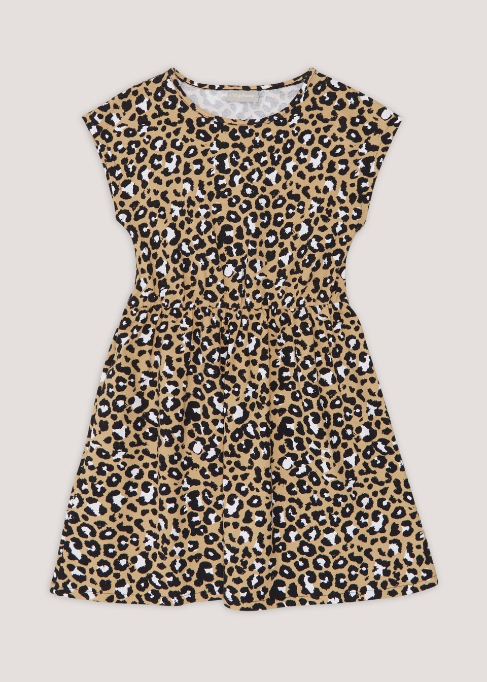 Girls Brown Leopard Print Dress (4-13yrs)