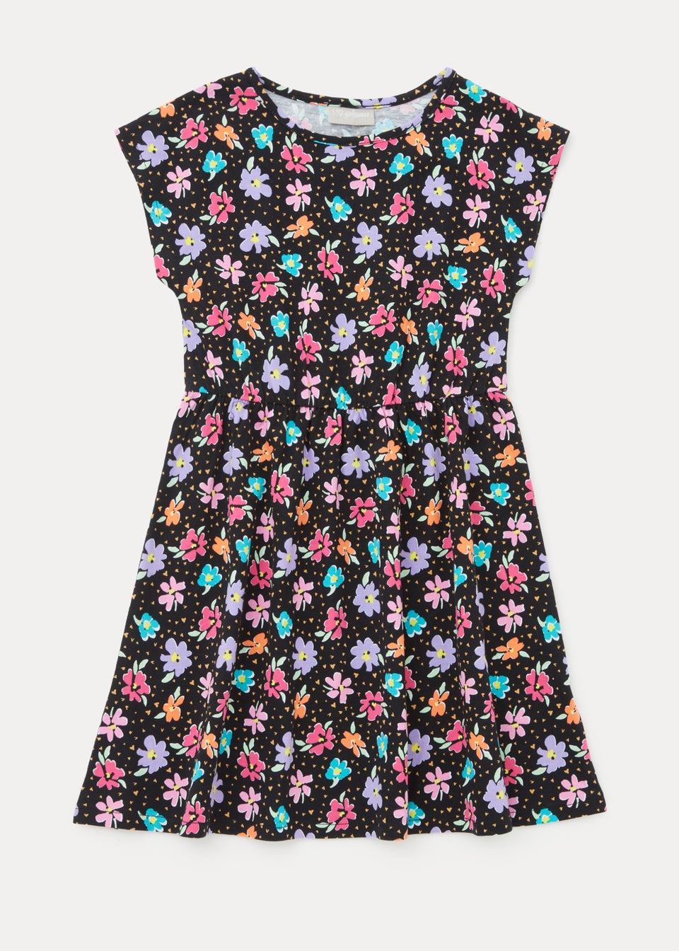 Girls Black Floral Print Jersey Dress 4 13yrs