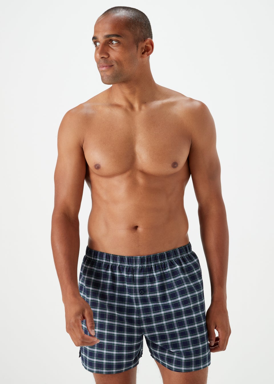 3 Pack Blue Check Woven Boxers