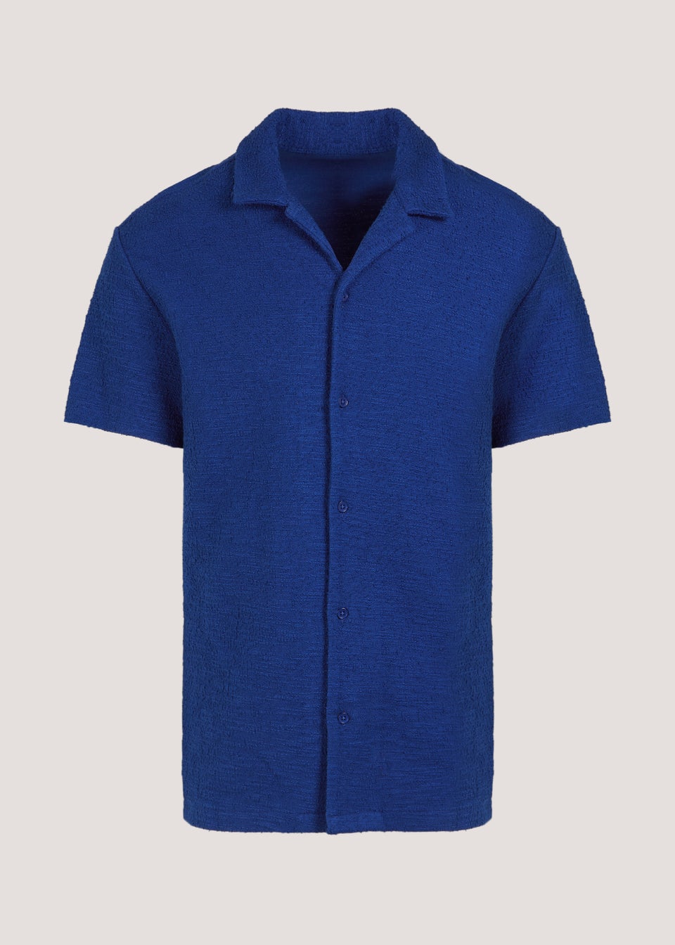 Cobalt Blue Textured Revere Short Sleeve Shirt