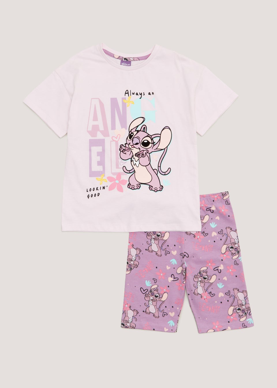 Kids Lilac Disney Lilo & Stitch Short Pyjama Set (4-11yrs)