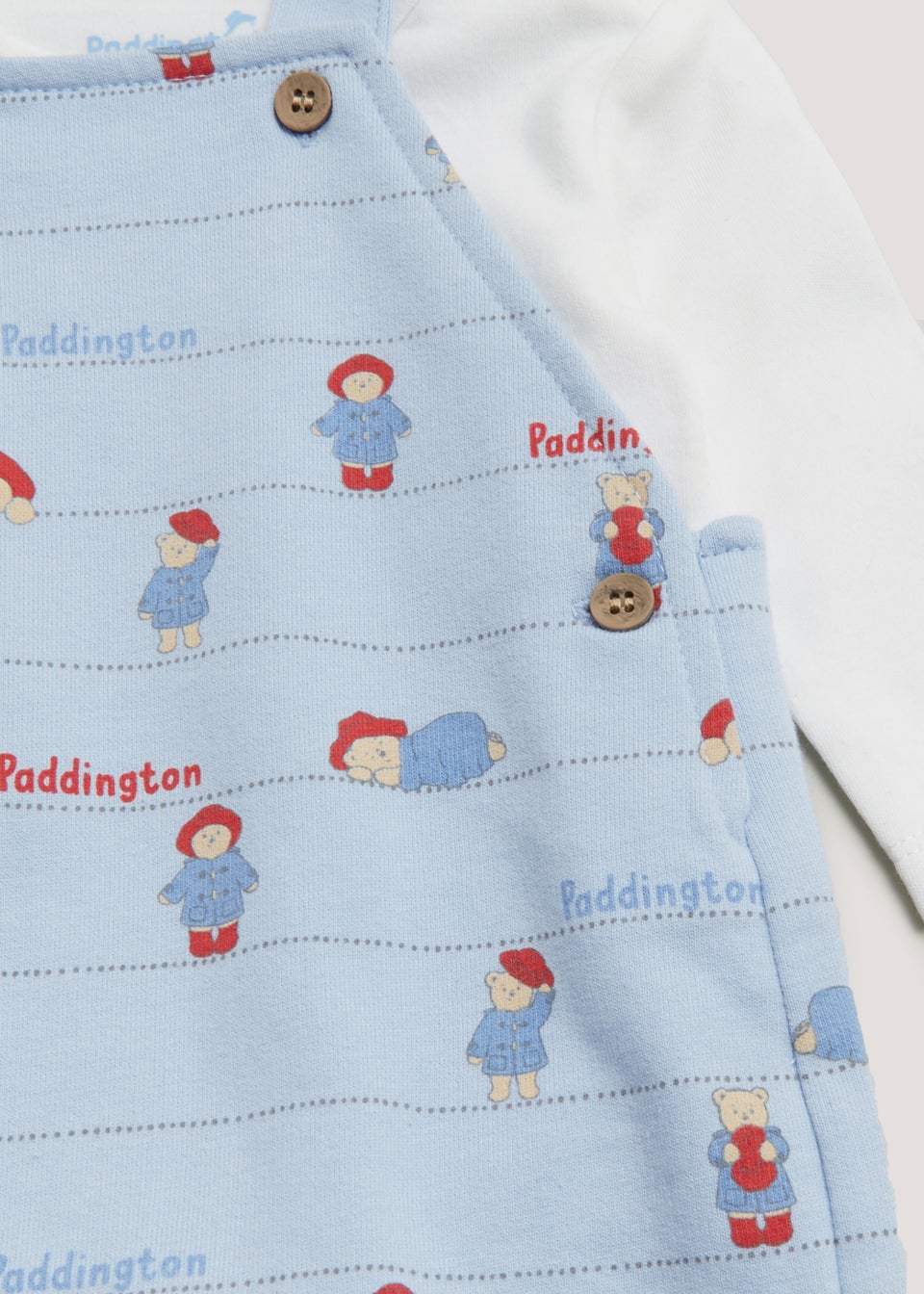 Baby Blue Paddington Bear T Shirt Dungarees Set Newborn 12mths