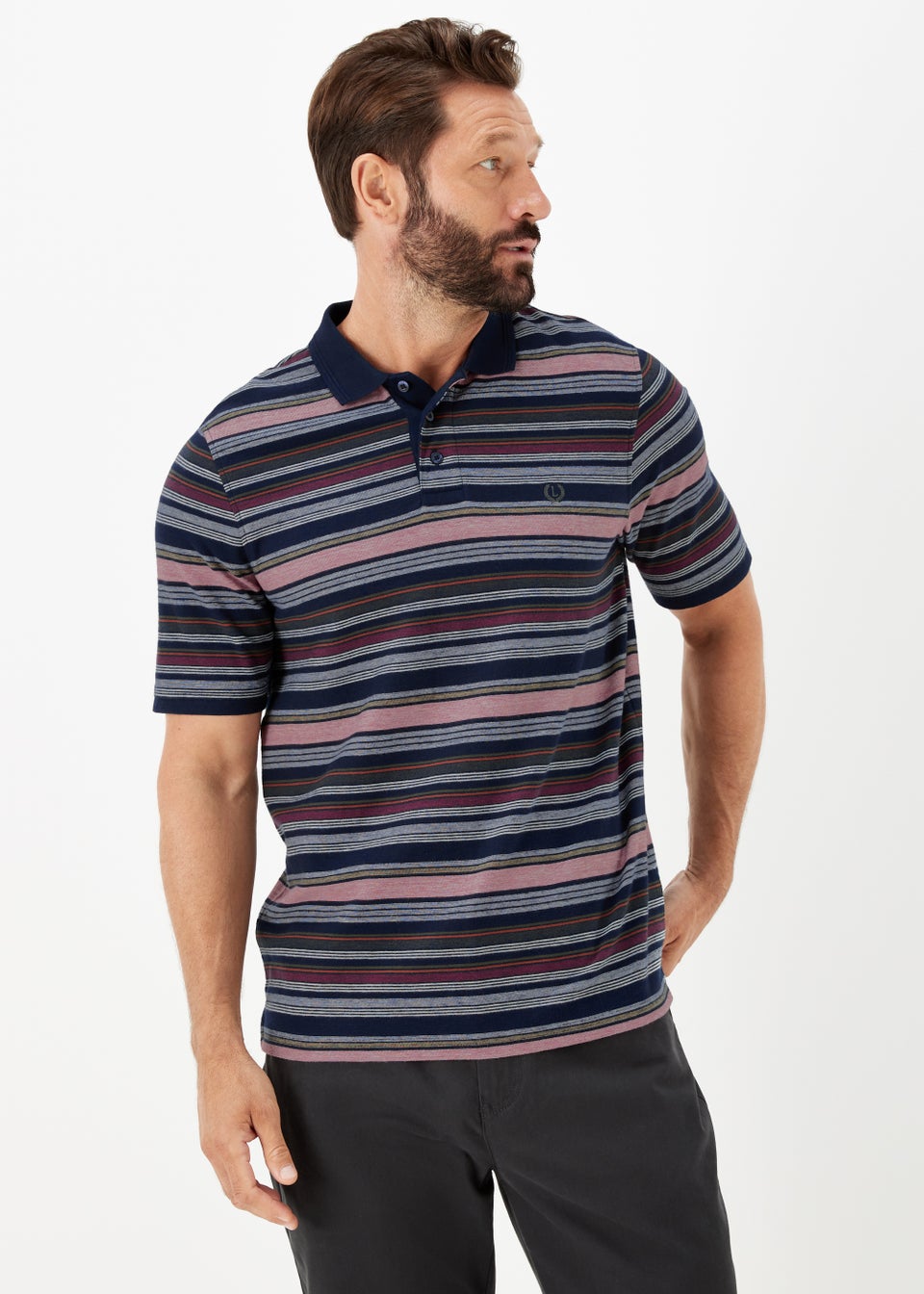 Lincoln Burgundy Stripe Polo Shirt