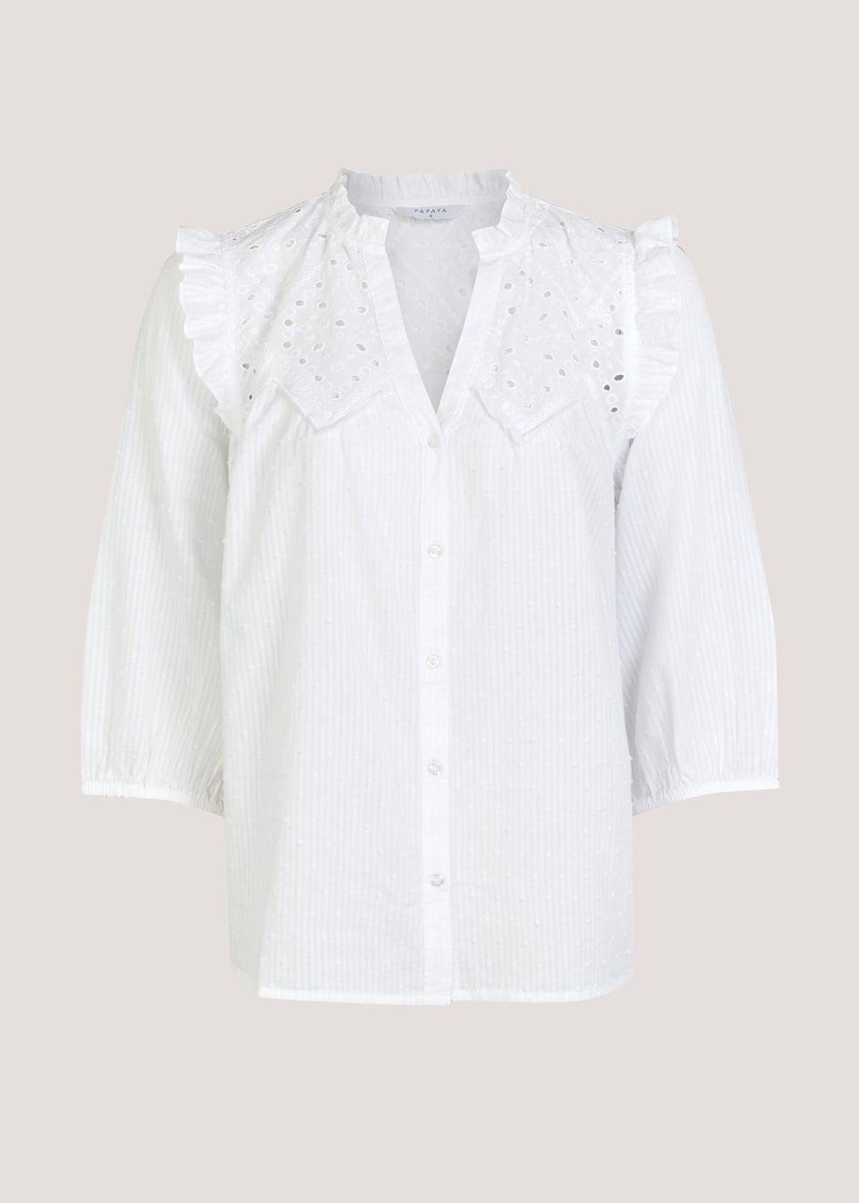 White Cotton Trim Blouse