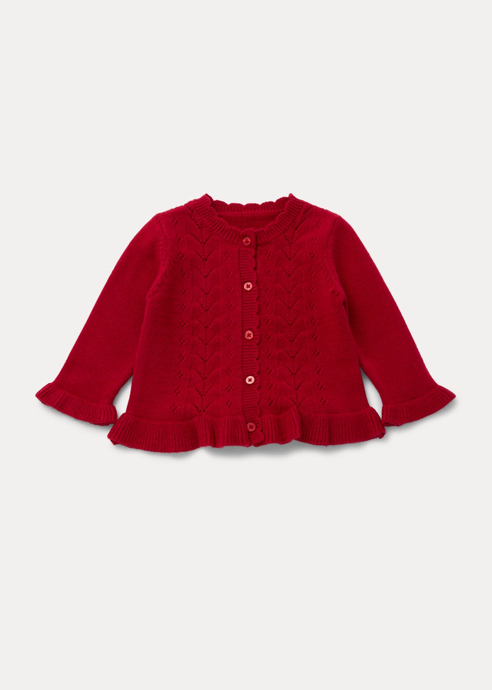 Baby Red Crochet Knitted Cardigan (Newborn-23mths)