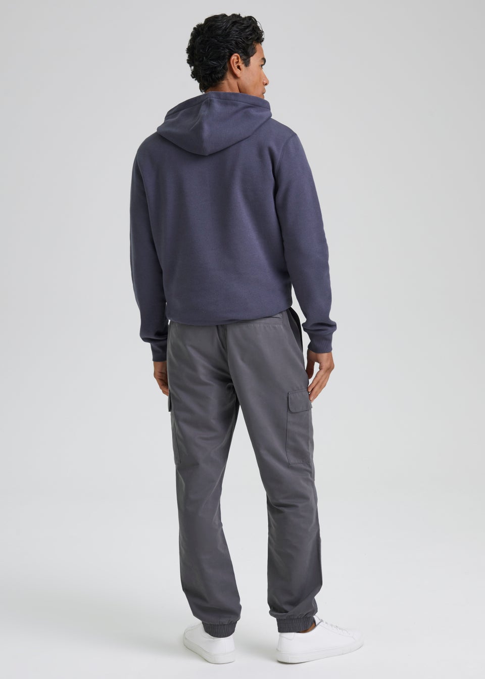 Grey Textured Slim Fit Cargo Trousers