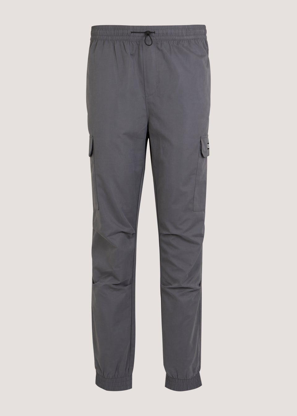 Grey Textured Slim Fit Cargo Trousers