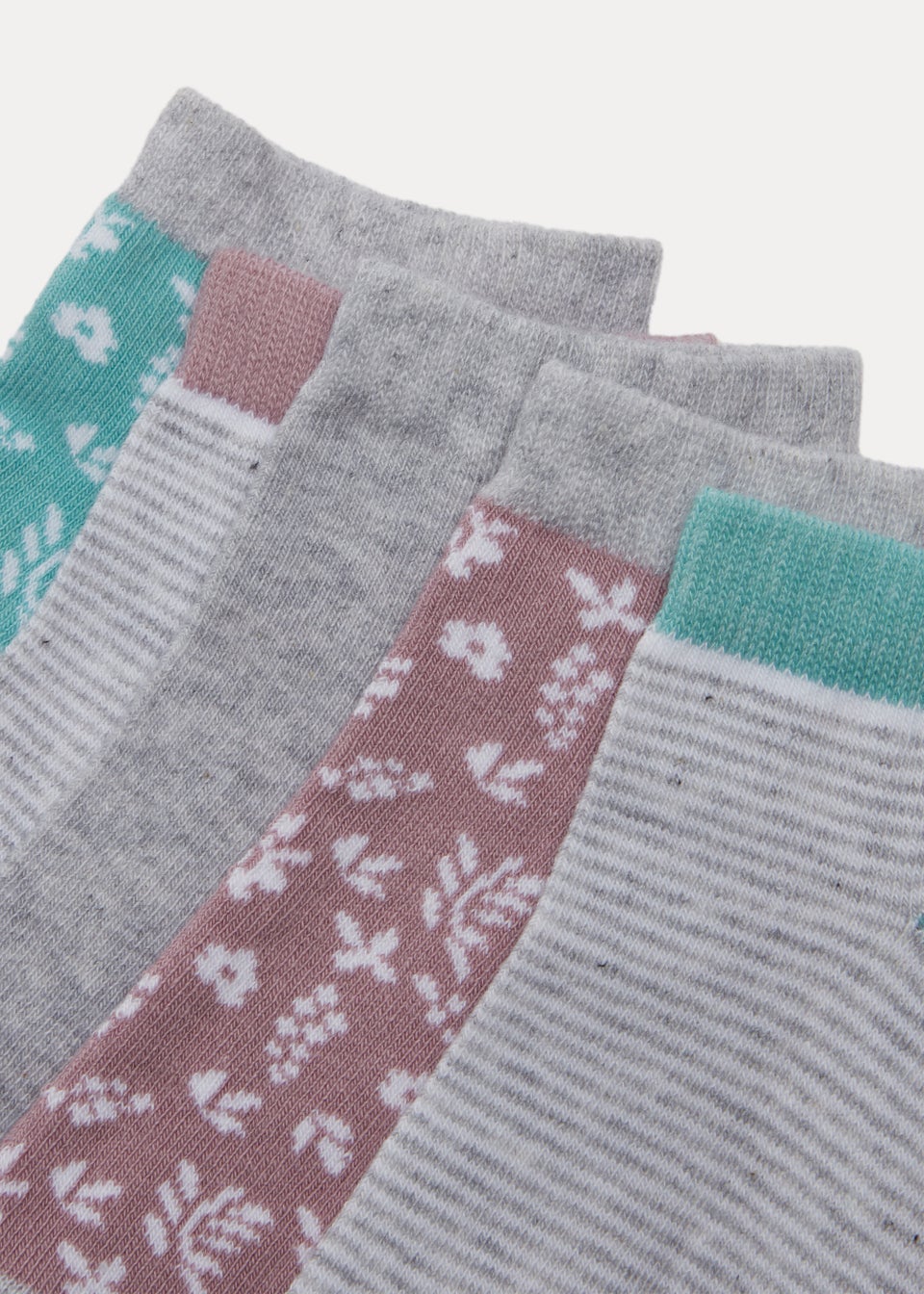 5 Pack Floral Print Trainer Socks