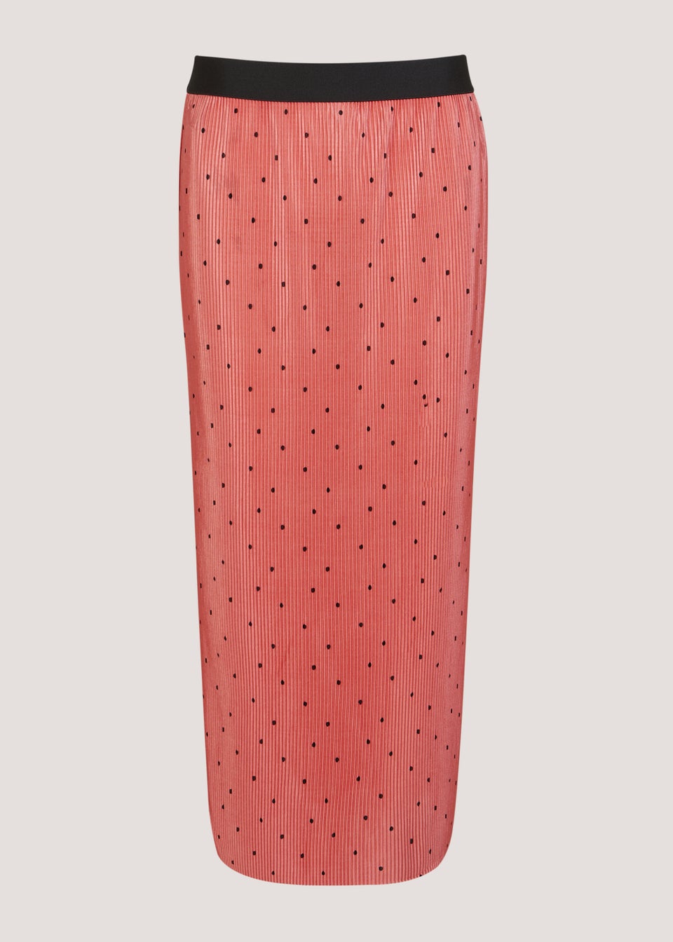 Red Spot Plisse Midi Skirt
