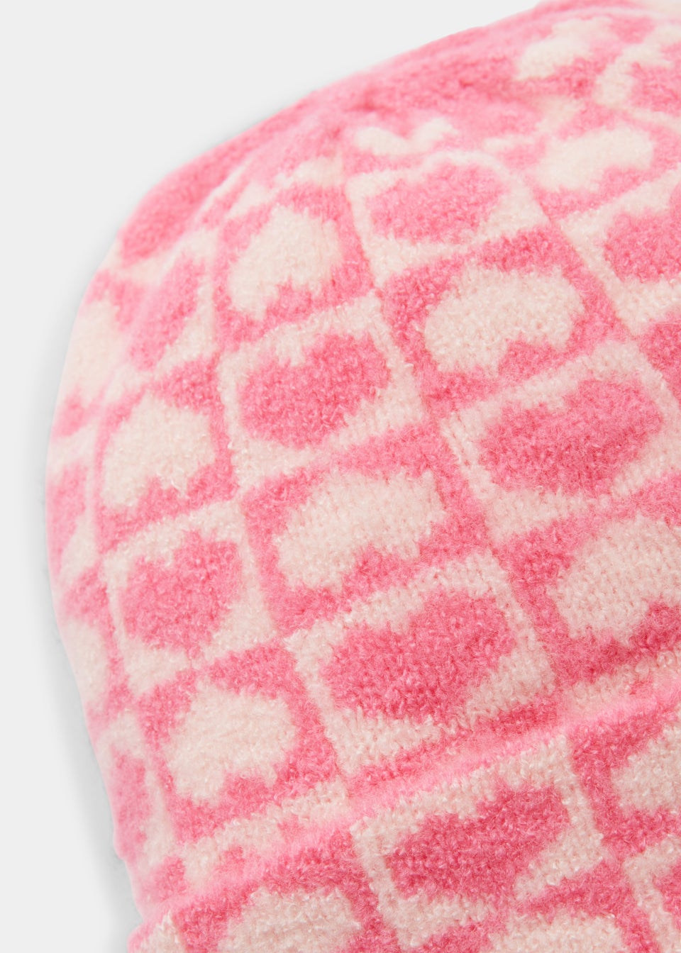 Kids Pink & Cream Heart Knitted Beanie Hat & Scarf Set (7-13yrs)