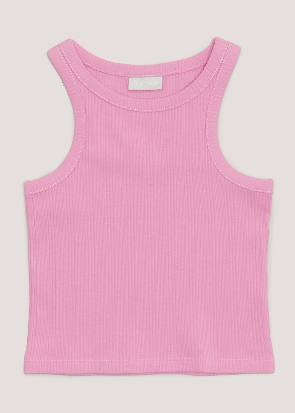 Girls Pink Ribbed Vest Top (4-13yrs)