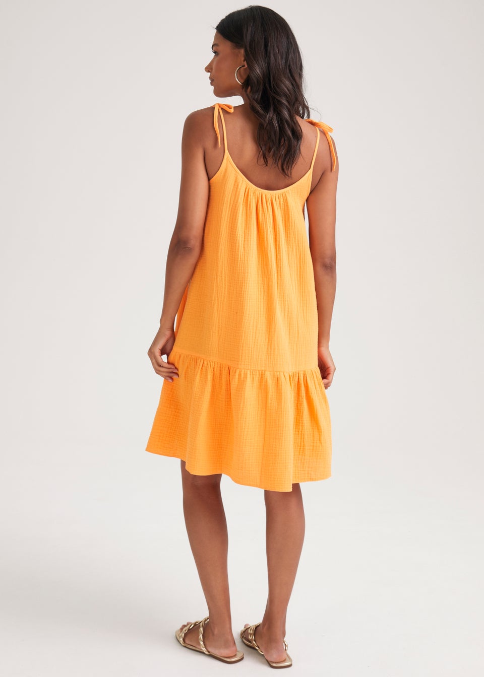 Orange Double Cloth Mini Dress