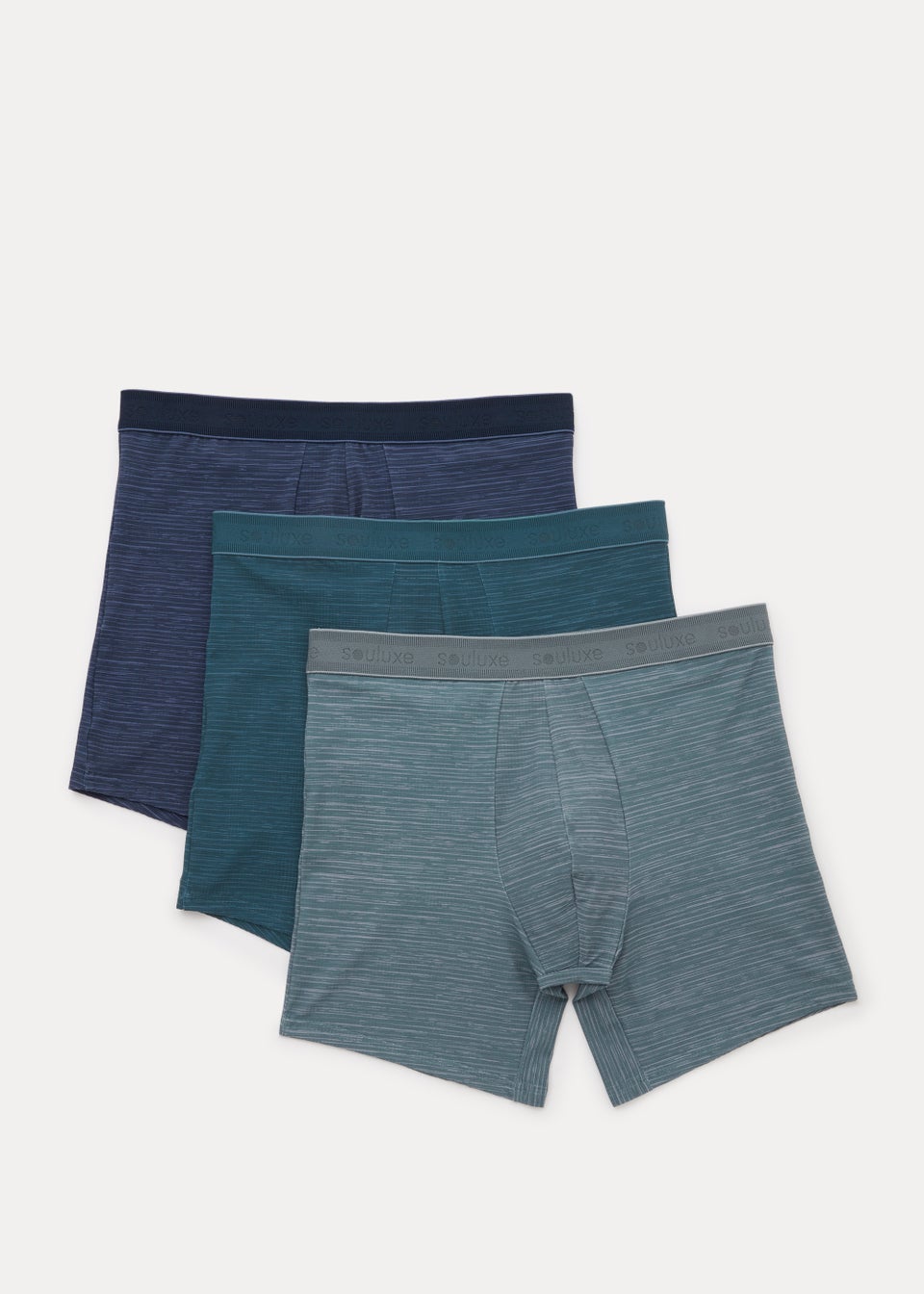 Souluxe 3 Pack Blue Marl Sports Boxers