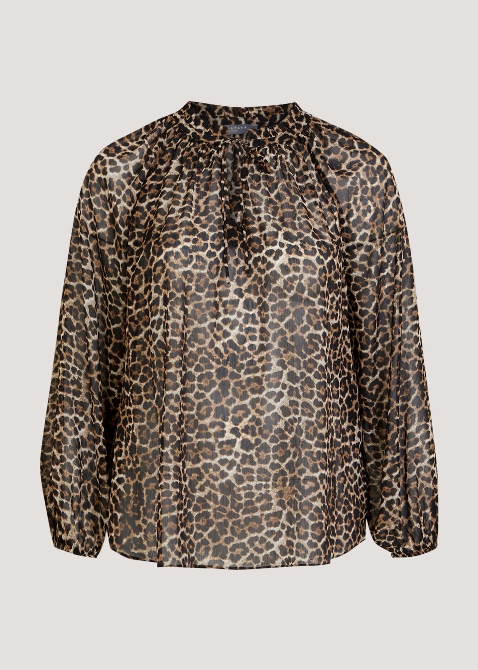 Papaya Curve Brown Animal Print Chiffon Boho Blouse