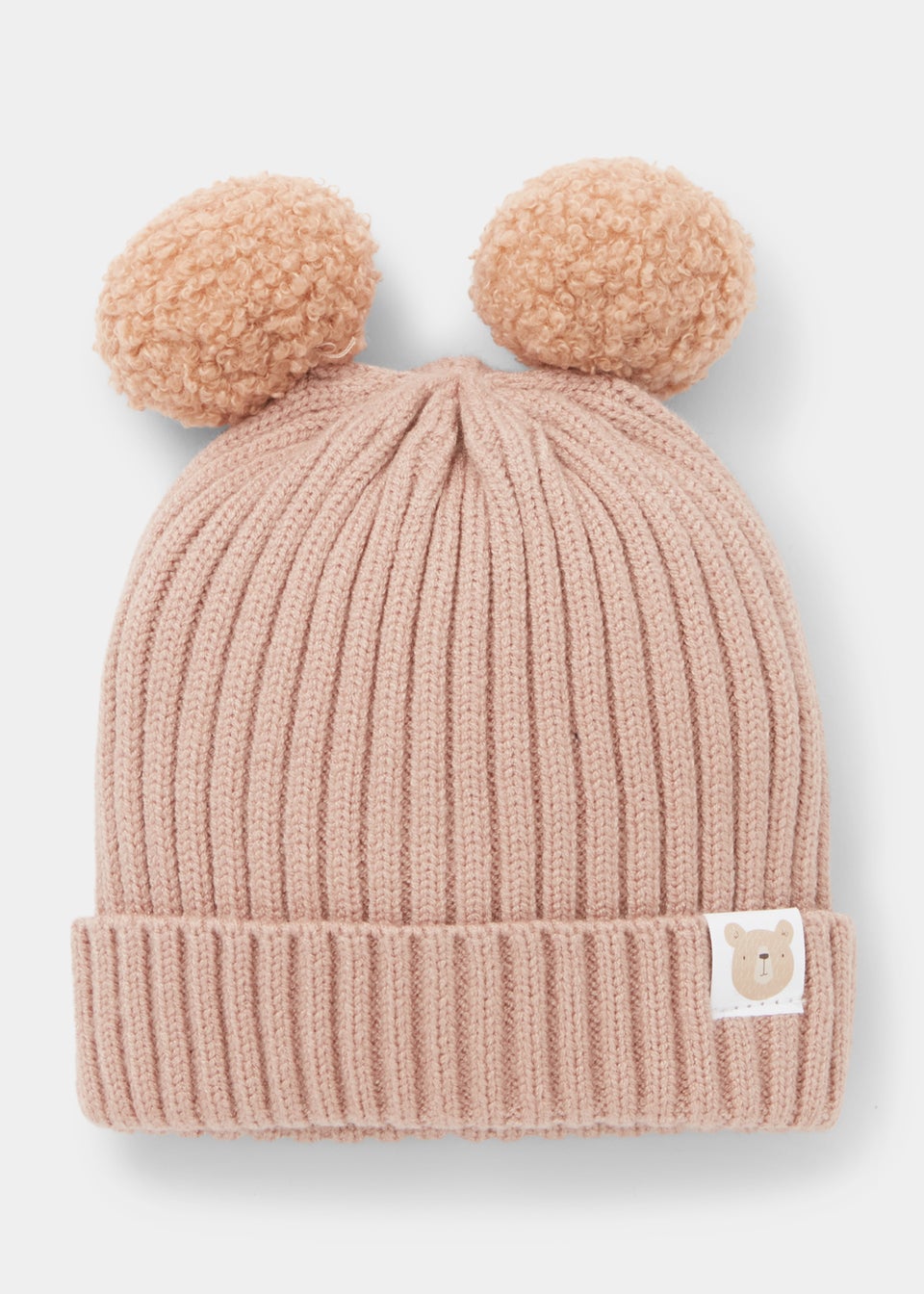 Cute Bear Baby Beanie Pompom Baby Hat Mittens Set