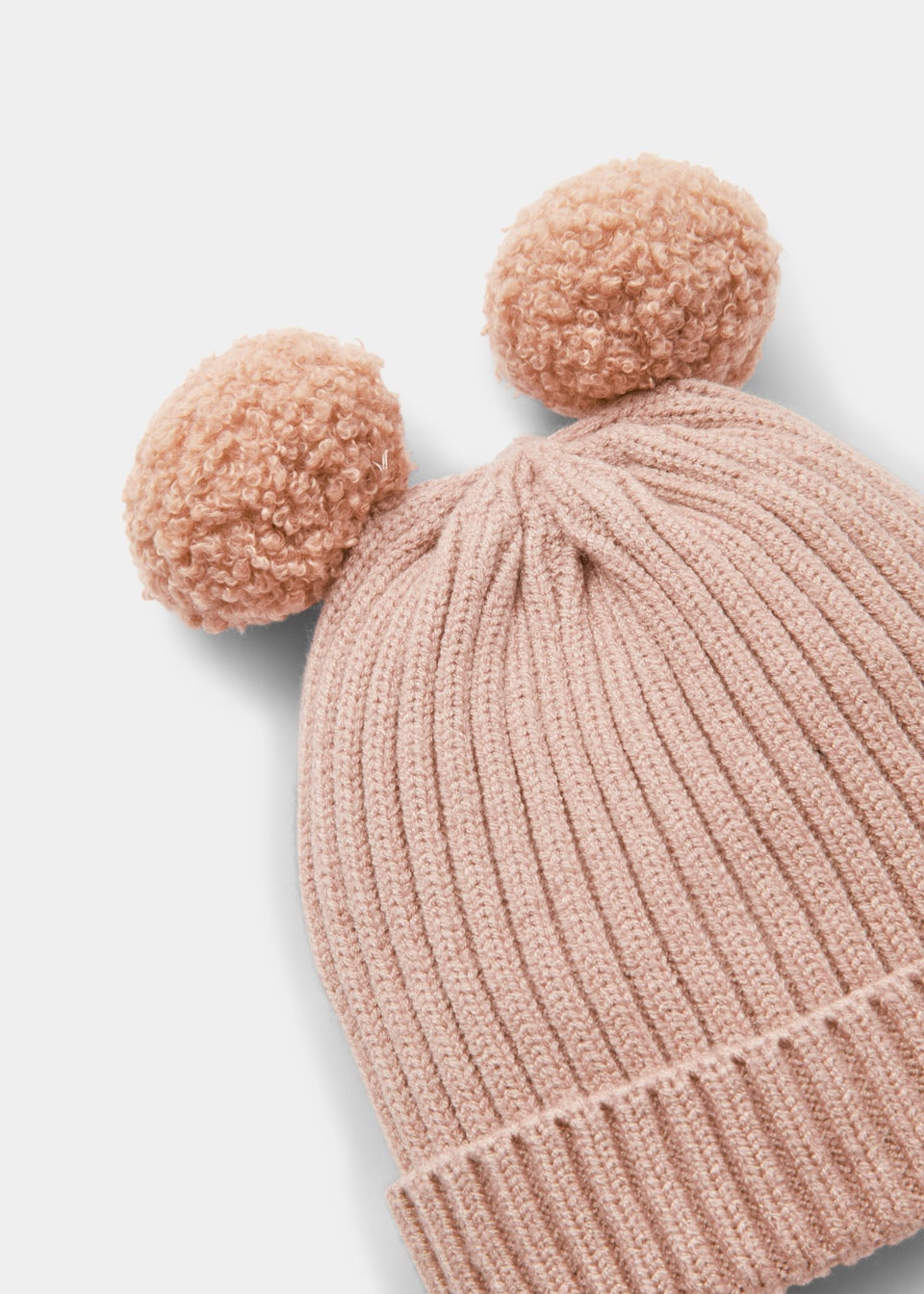 Baby Taupe Teddy Bear Double Pom Pom Bobble Hat (Newborn-2yrs)