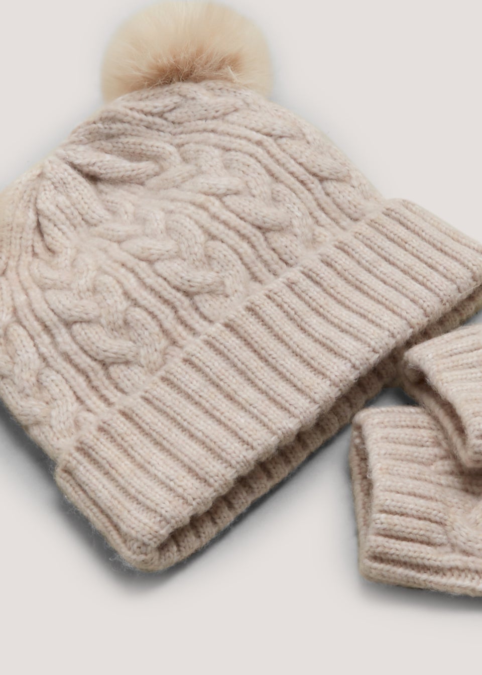 2 Piece Oatmeal Beanie Hat & Mittens Baby Set (Newborn2yrs) Matalan
