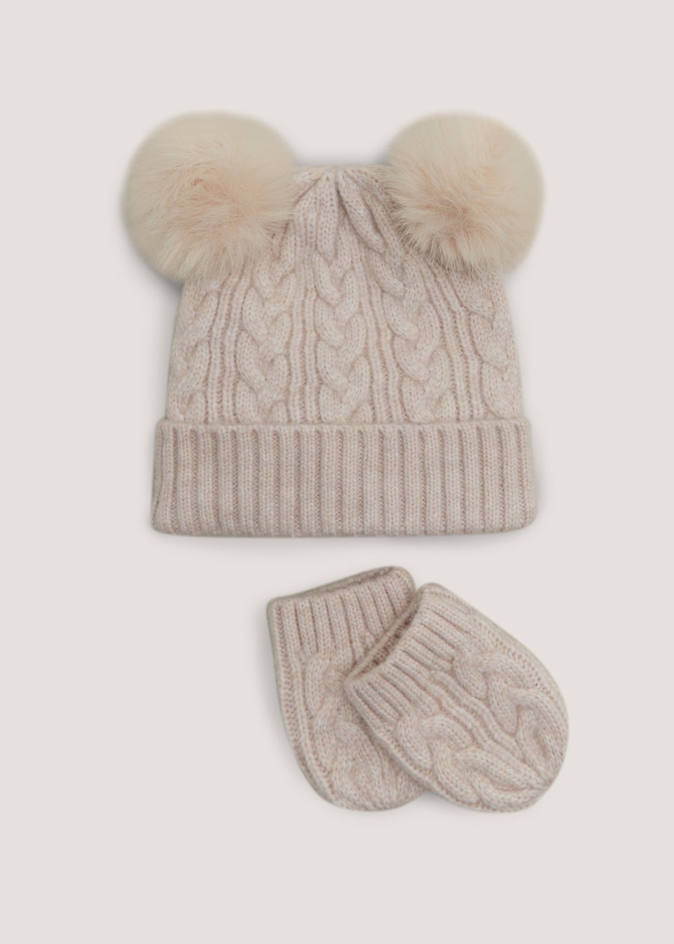 2 Piece Oatmeal Beanie Hat & Mittens Baby Set (Newborn2yrs) Matalan