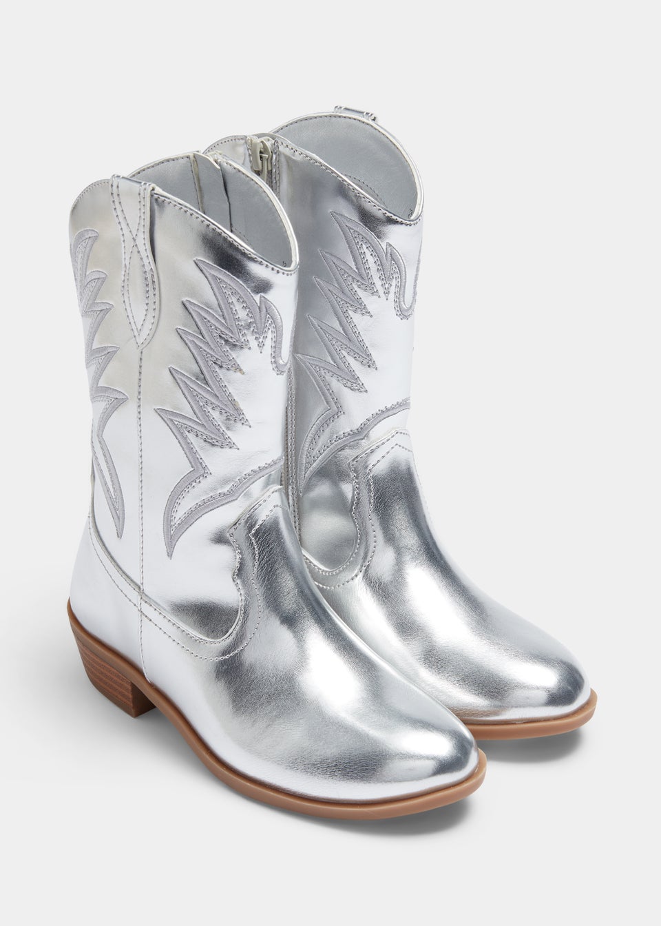 Girls Silver Western Boots (Younger 10-Older 5)