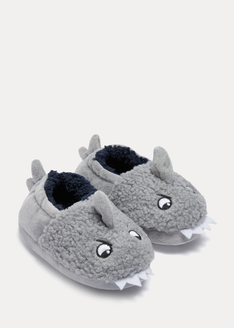 Kids Grey Shark Slippers (Younger 4-12)