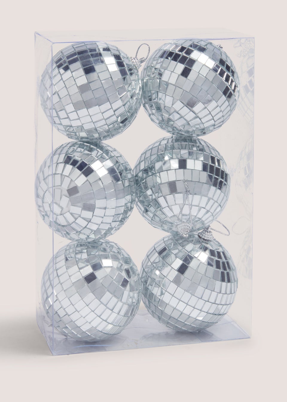 6 Pack Disco Ball Christmas Tree Decorations (8cm)