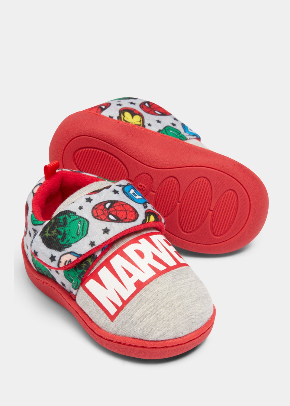 Kids Grey Marvel Print Slippers (Younger 4-12)