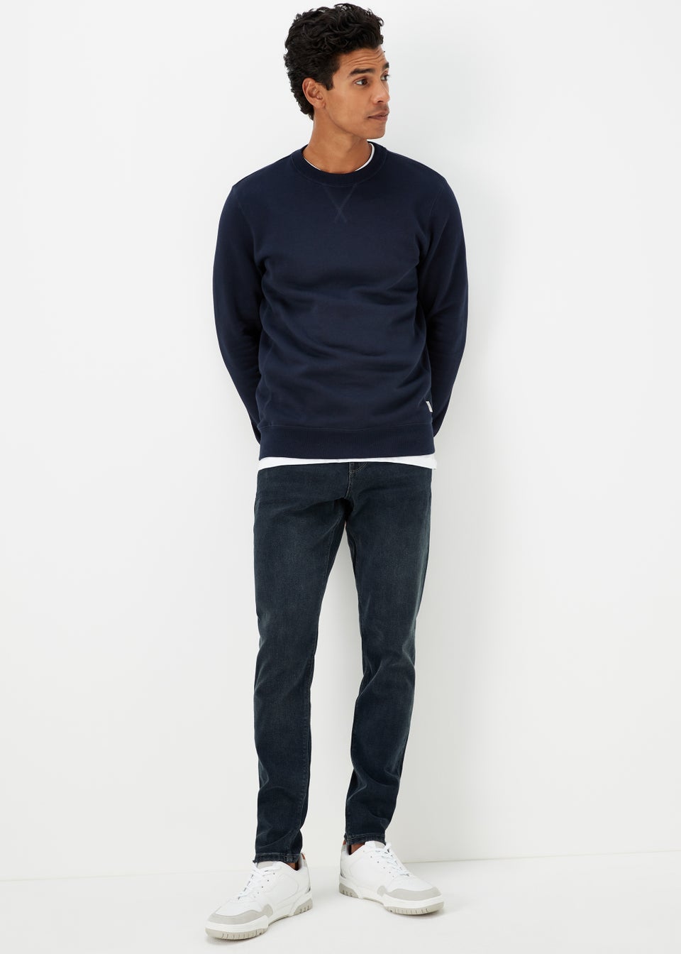 Blue & Black Slim Fit Tapered Jeans - Matalan
