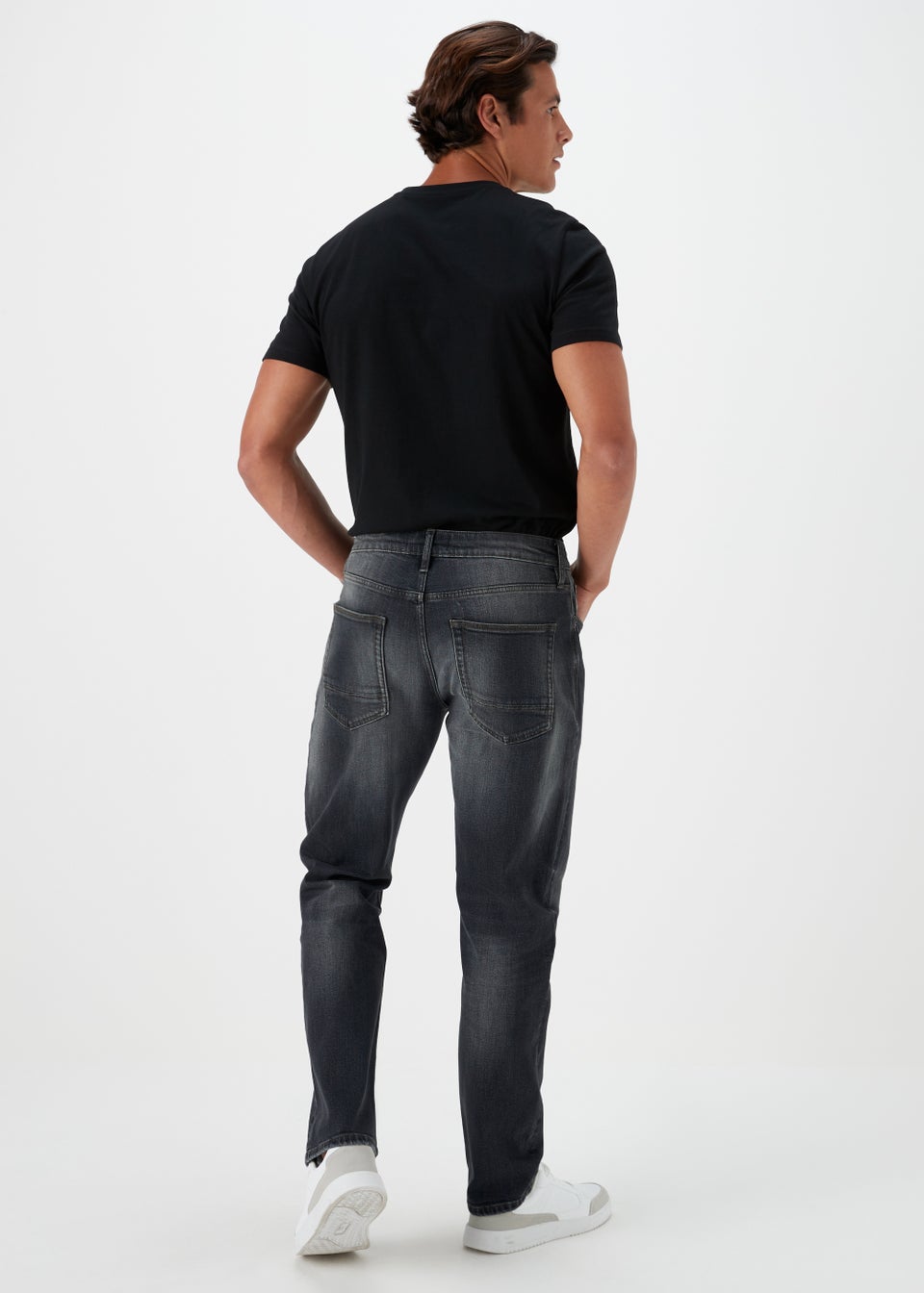 Black Vintage Wash Relaxed Jeans