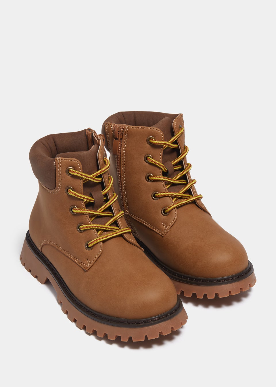 Boys Tan Lace Up Hiker Boots (Younger 10-Older 6)