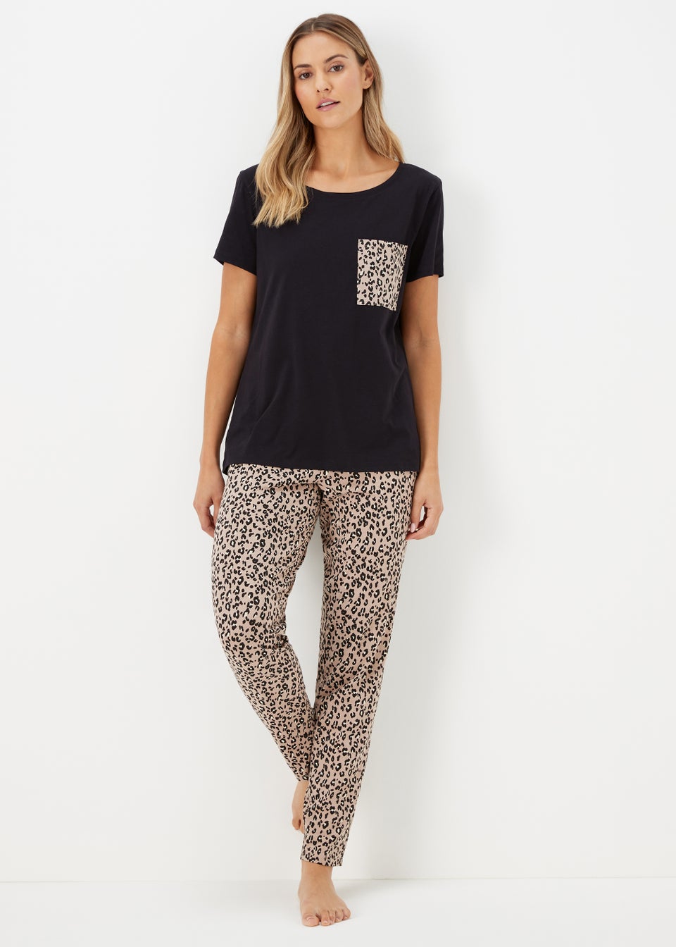 Black Animal Print Pyjama Set Matalan