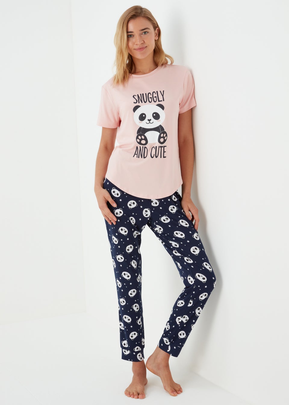 Pink Panda Print Pyjama Set