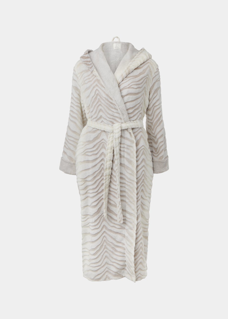 Cream Textured Hooded Dressing Gown