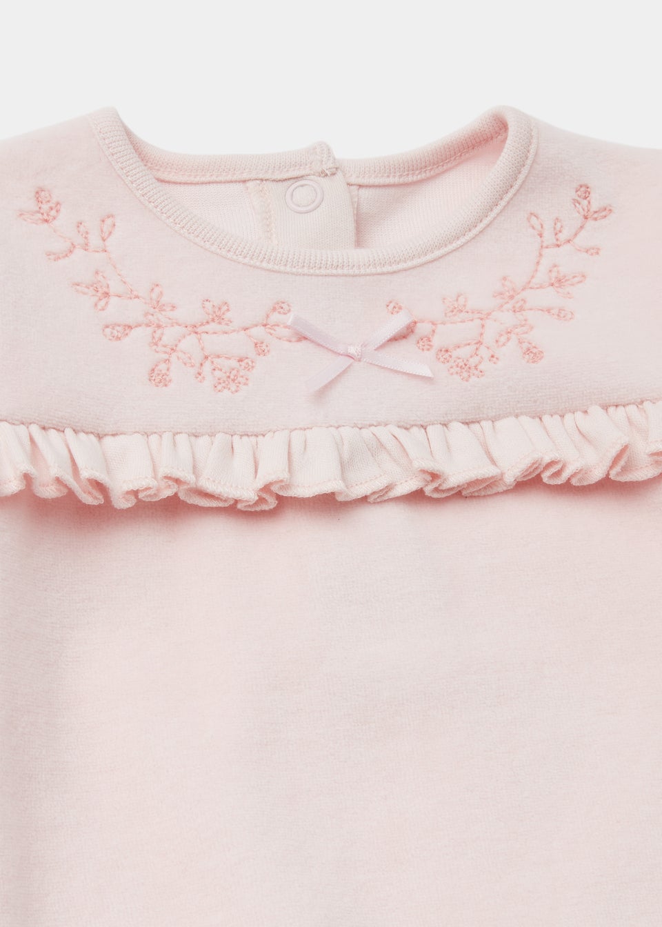 Baby Pink Velour Sleepsuit (Tiny Baby-12mths)