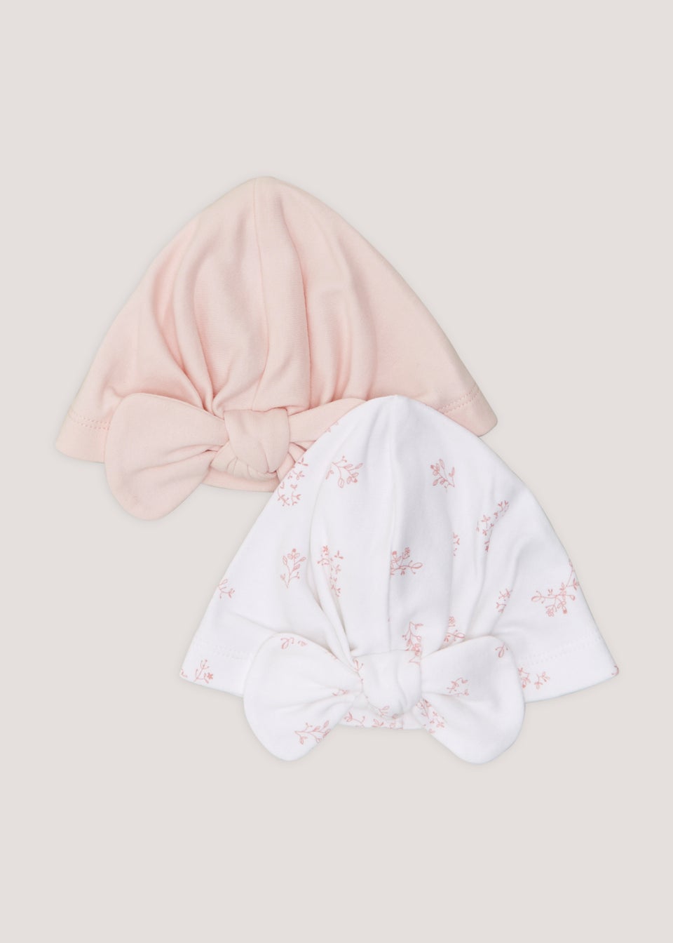 2 Pack Pink & White Baby Hats