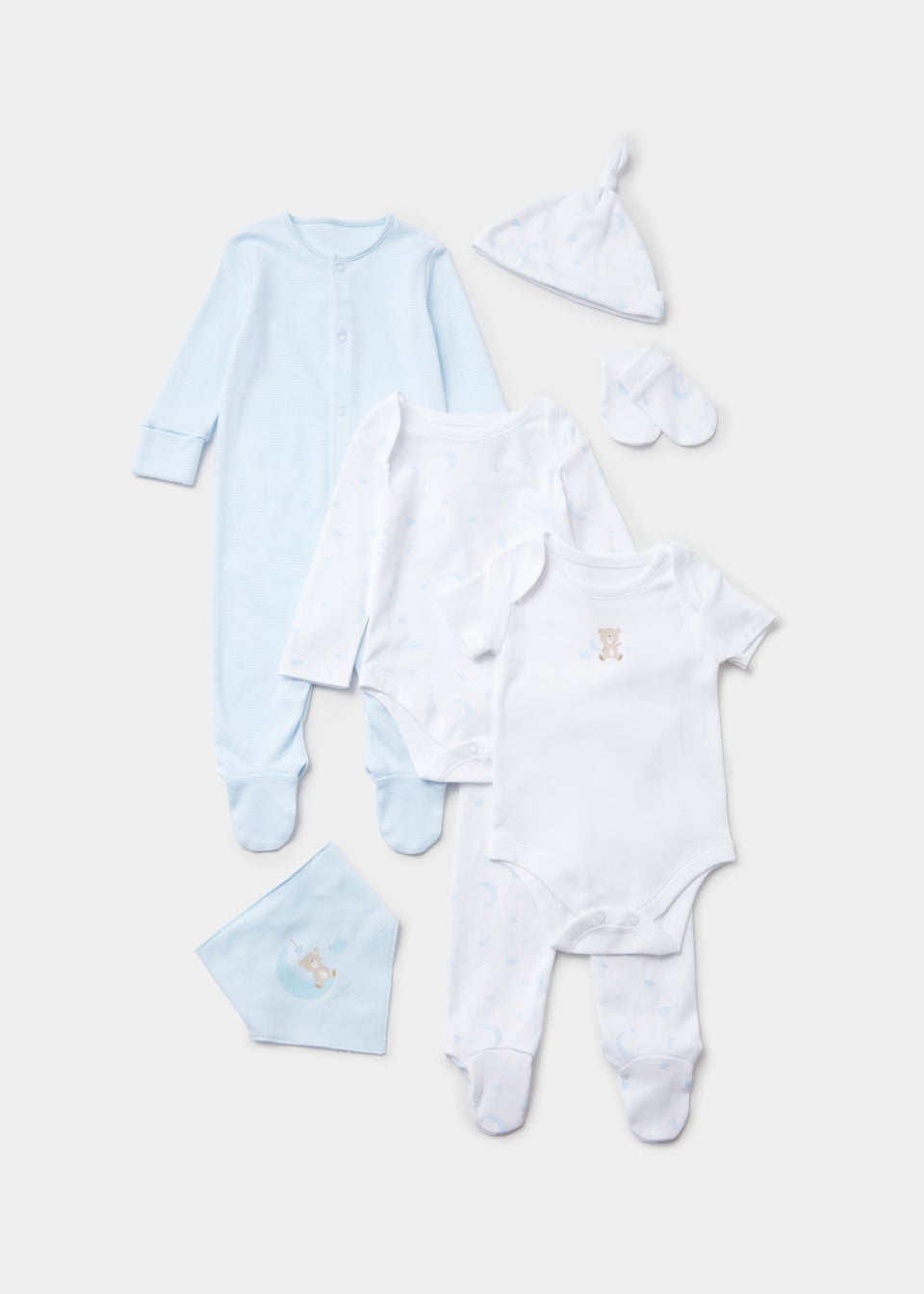 Baby 7 Piece Blue Layette Set (Tiny Baby-6mths)